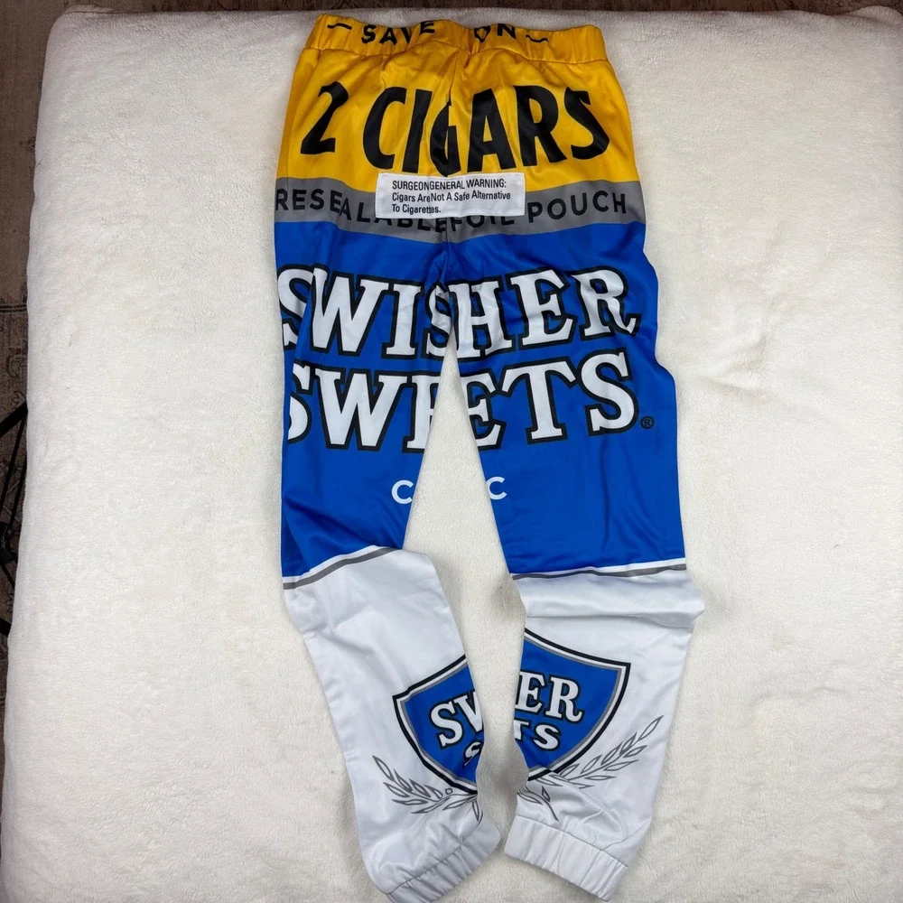 Strata MFG Swisher Sweets All Over Print Joggers Mens XL Blue Yellow Novelty